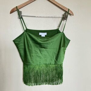 House of Harlow 1960 Green Fringe crop top tank Camisole